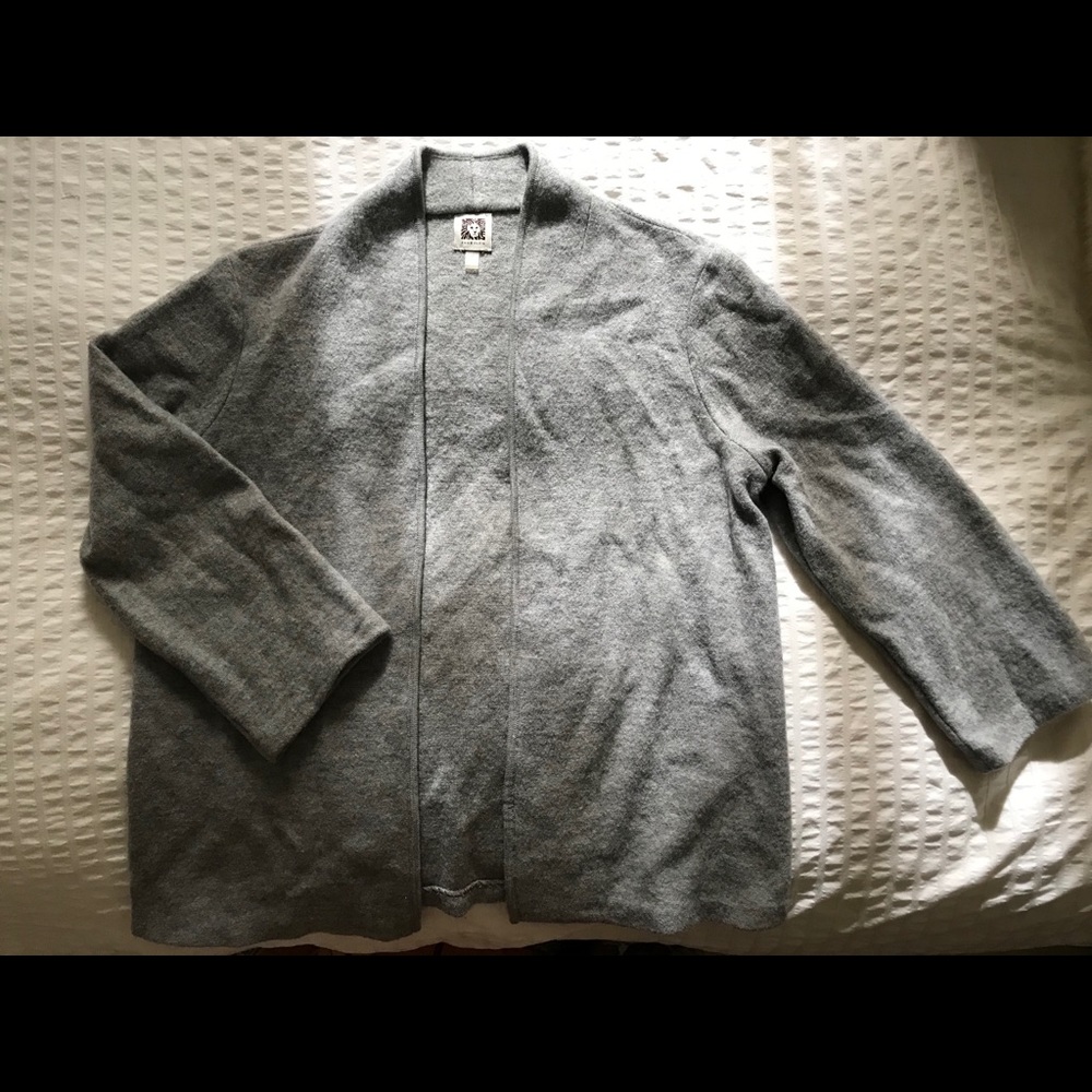 Anne Klein Grey Wool Cardigan